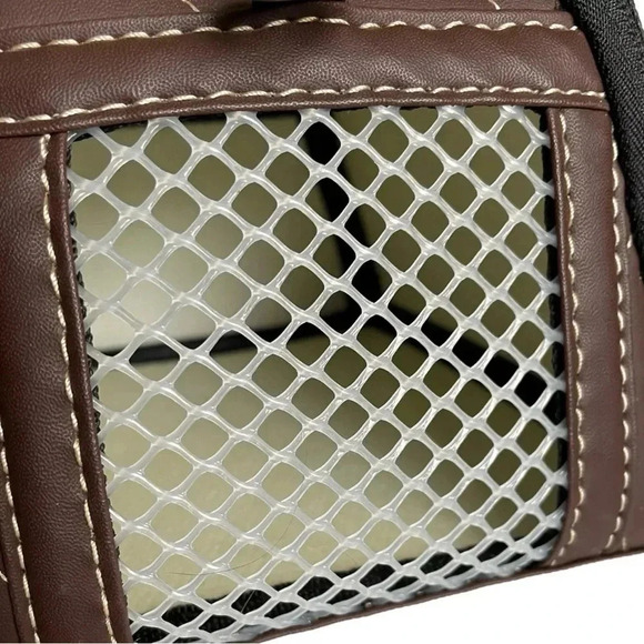 Small Animal Carrier Crate Bag Brown Vinyl Adjustable Removable Strap Mini Pet - Picture 4 of 7